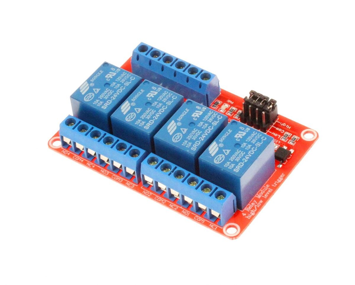 Modul relé DC 24V - 4 kanály s úrovňovým spínačom