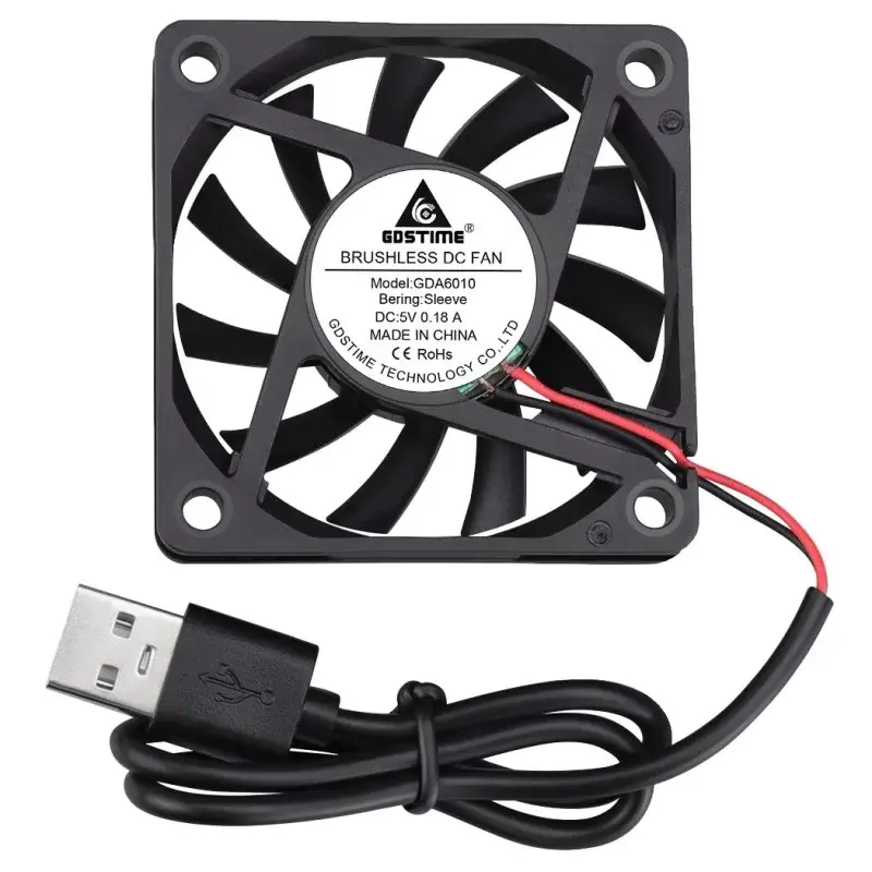 Ventilátor 60x60x10mm, 5V DC s USB konektorom