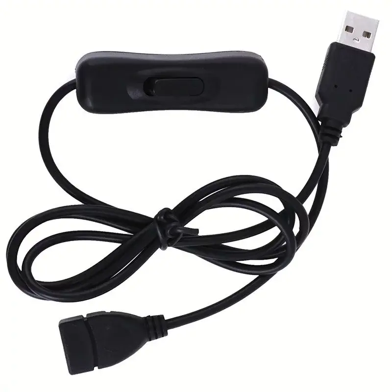 Predlžovací kábel USB 2.0 s vypínačom, 1m, čierny