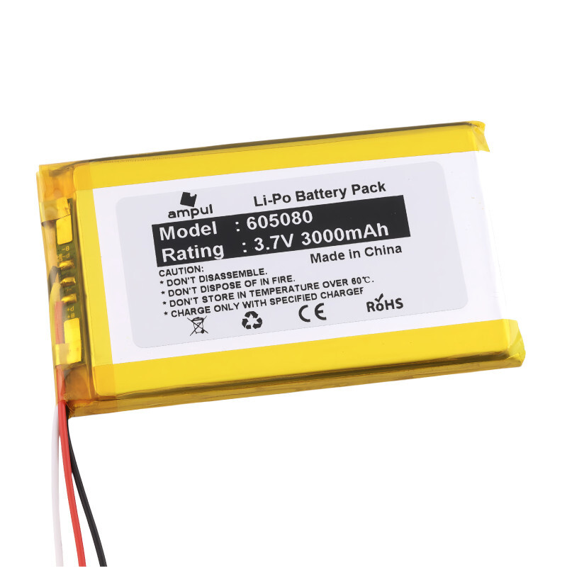 Li-Pol batéria 3000mAh, 3.7V, 605080, 3 vodiče