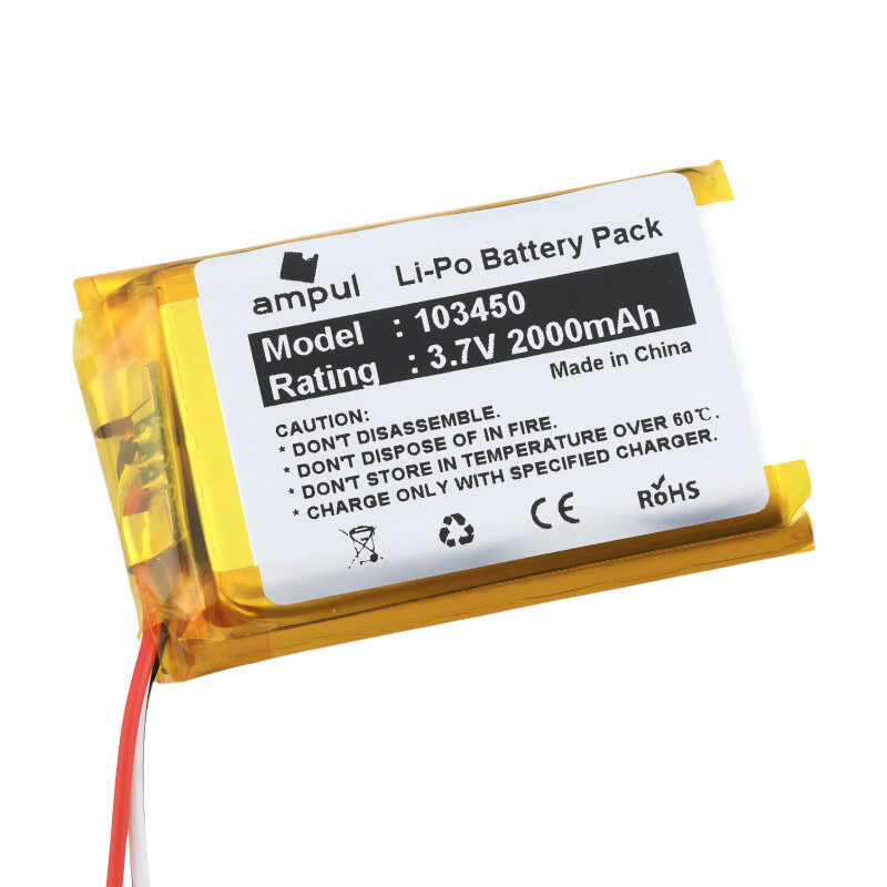 Li-Pol batéria 2000mAh, 3.7V, 103450, JST 1,25 - 2pin