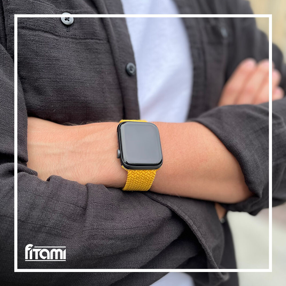 Marvelli - Pletený navliekací remienok pre Apple Watch - Žltý Veľkosť: 38/40/41/42mm, Obvod: M (stredný obvod zápästia), Farba: Žltá