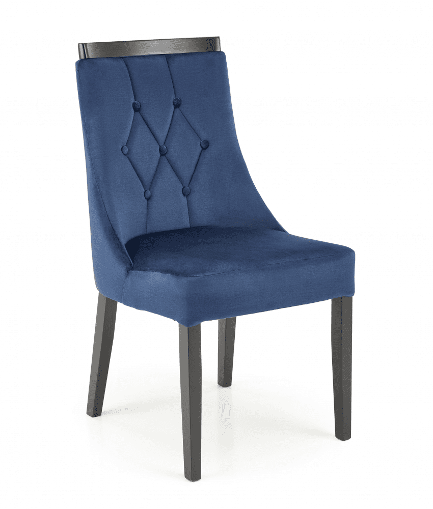 Jedálenská stolička ROYAL — masív, látka, čierna / modrá