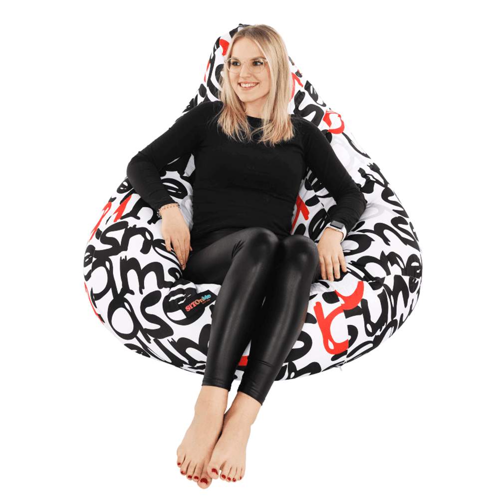 Sedací vak ELION - 86x100, látka, čierna / šedá / červená