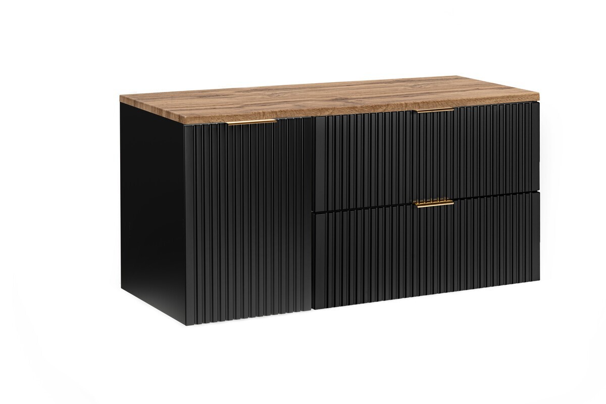 Závěsná skříňka pod umyvadlo Casad s deskou 120 cm dub wotan/černá