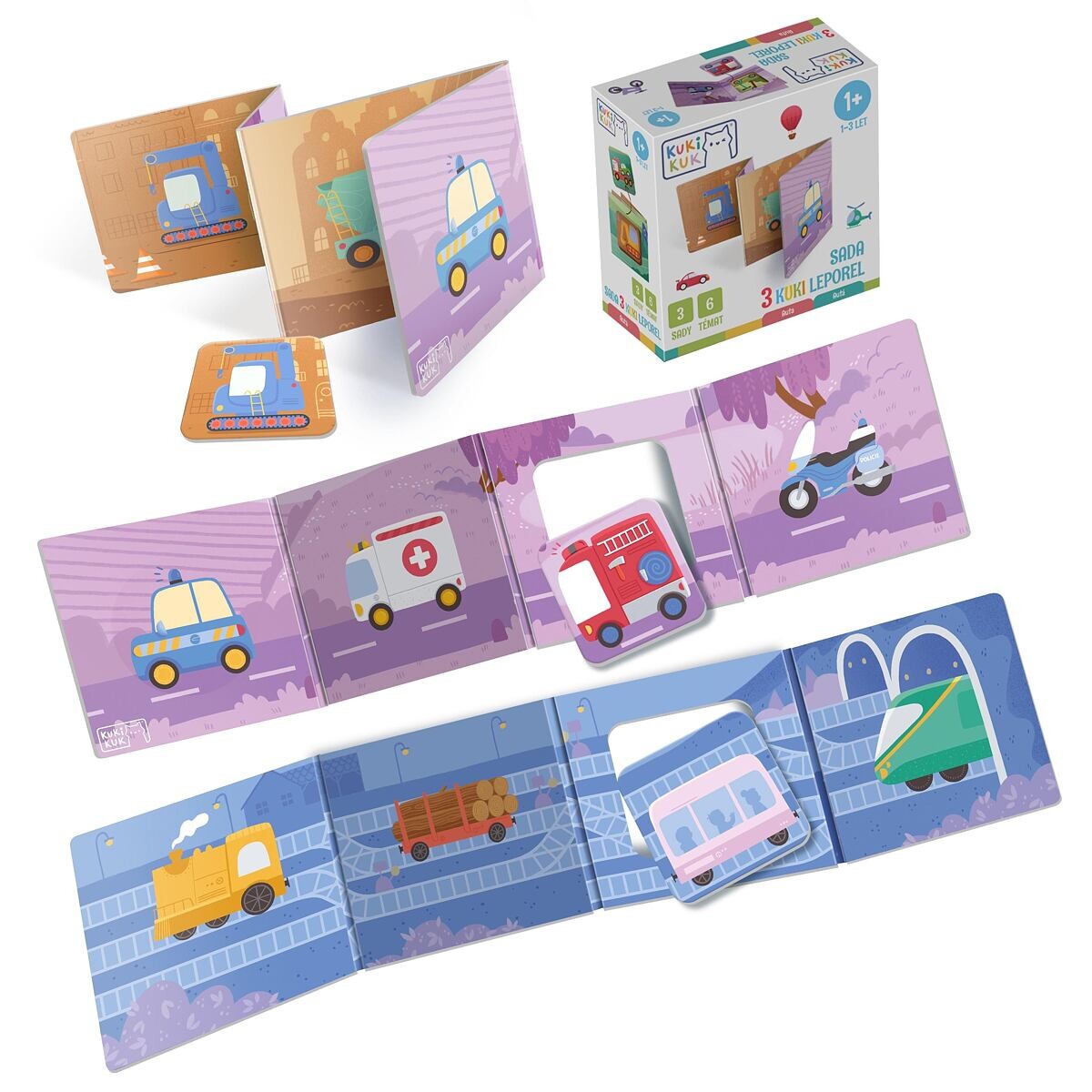 KukiKuk - Sada 3 KUKI leporel - Autá