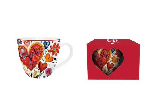 DUO - Hrnček 460ml COLORFUL HEARTS 4, v darčekovej krabičke, porcelán