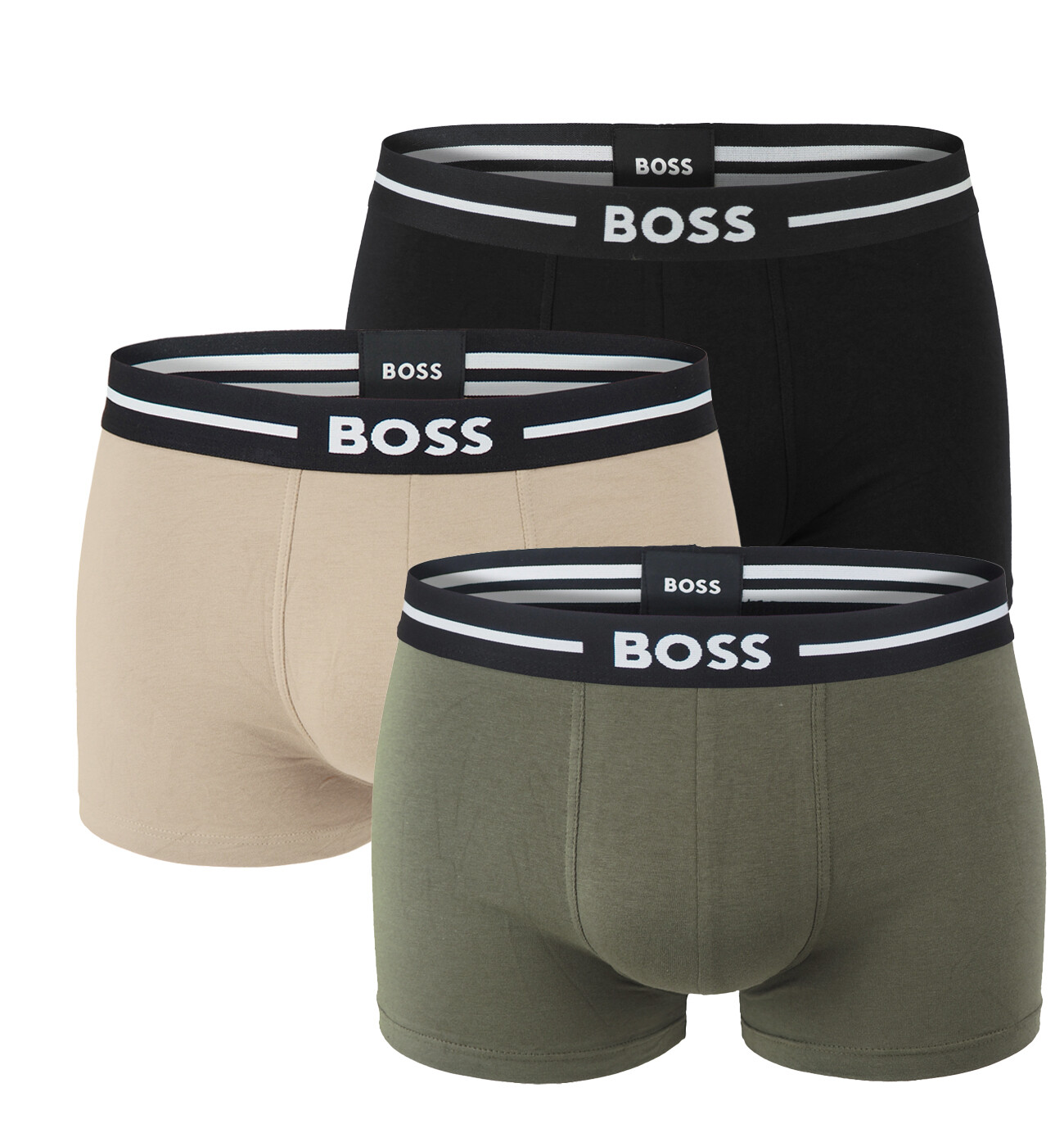 BOSS - boxerky 3PACK eco friendly organic cotton BOLD black & modern beige tones
