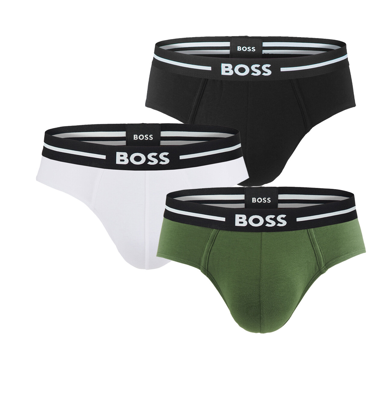 BOSS - slipy 3PACK eco fiendly organic cotton BOLD black & army green tones