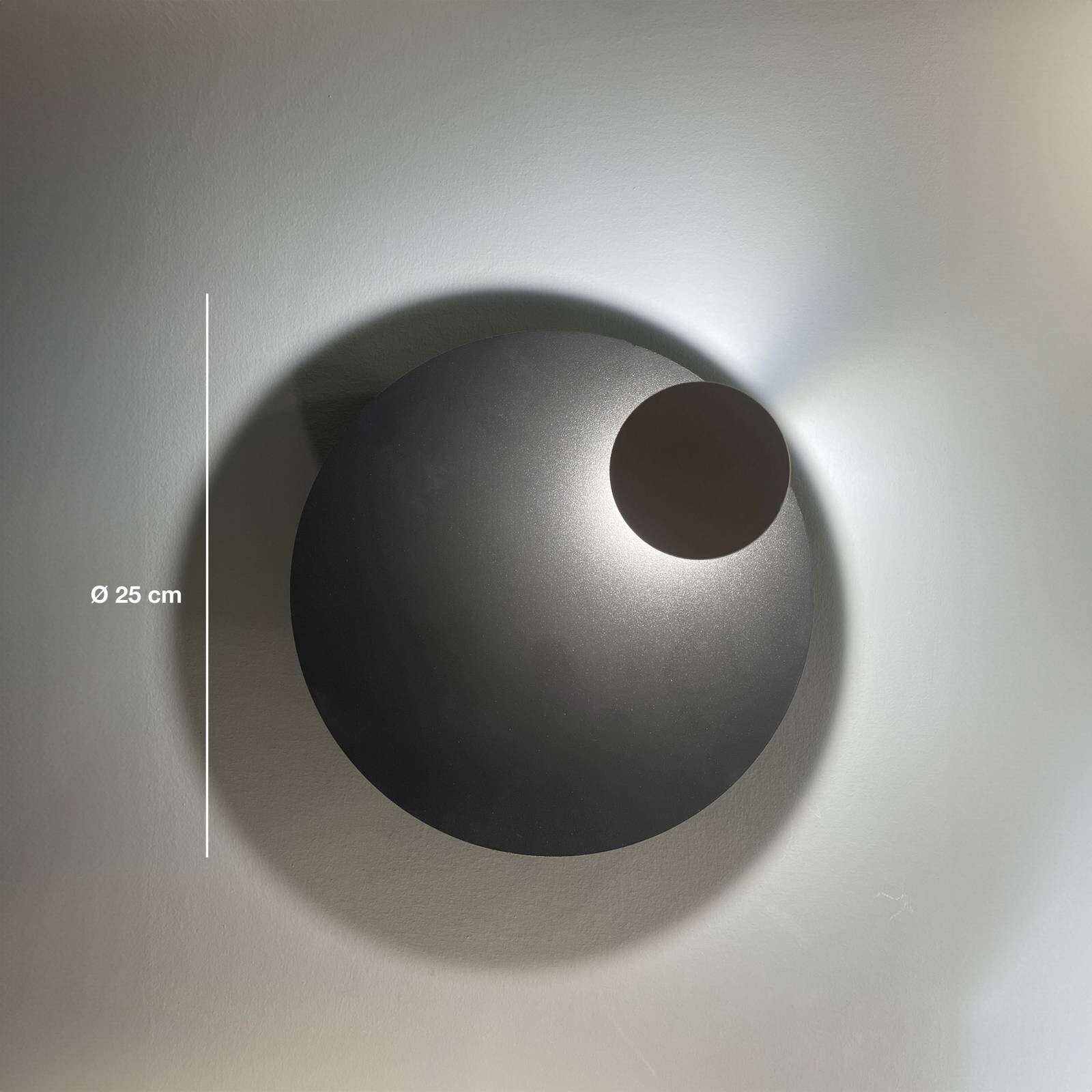 Knikerboker LED nástenné svetlo Pois, sivá, Ø 25 cm, stmievateľné