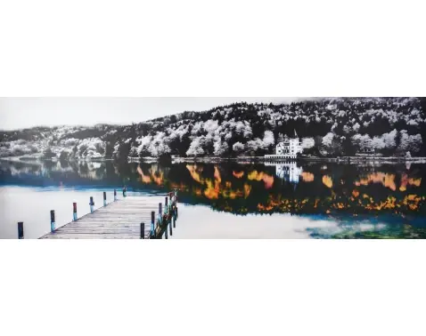 Obraz na plátne Krajina 150x50 cm, čiernobiela/farebná%