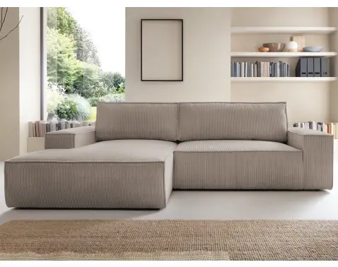 Rohová sedacia súprava Fiorina M, béžová štruktúrovaná látka, ľavý roh%