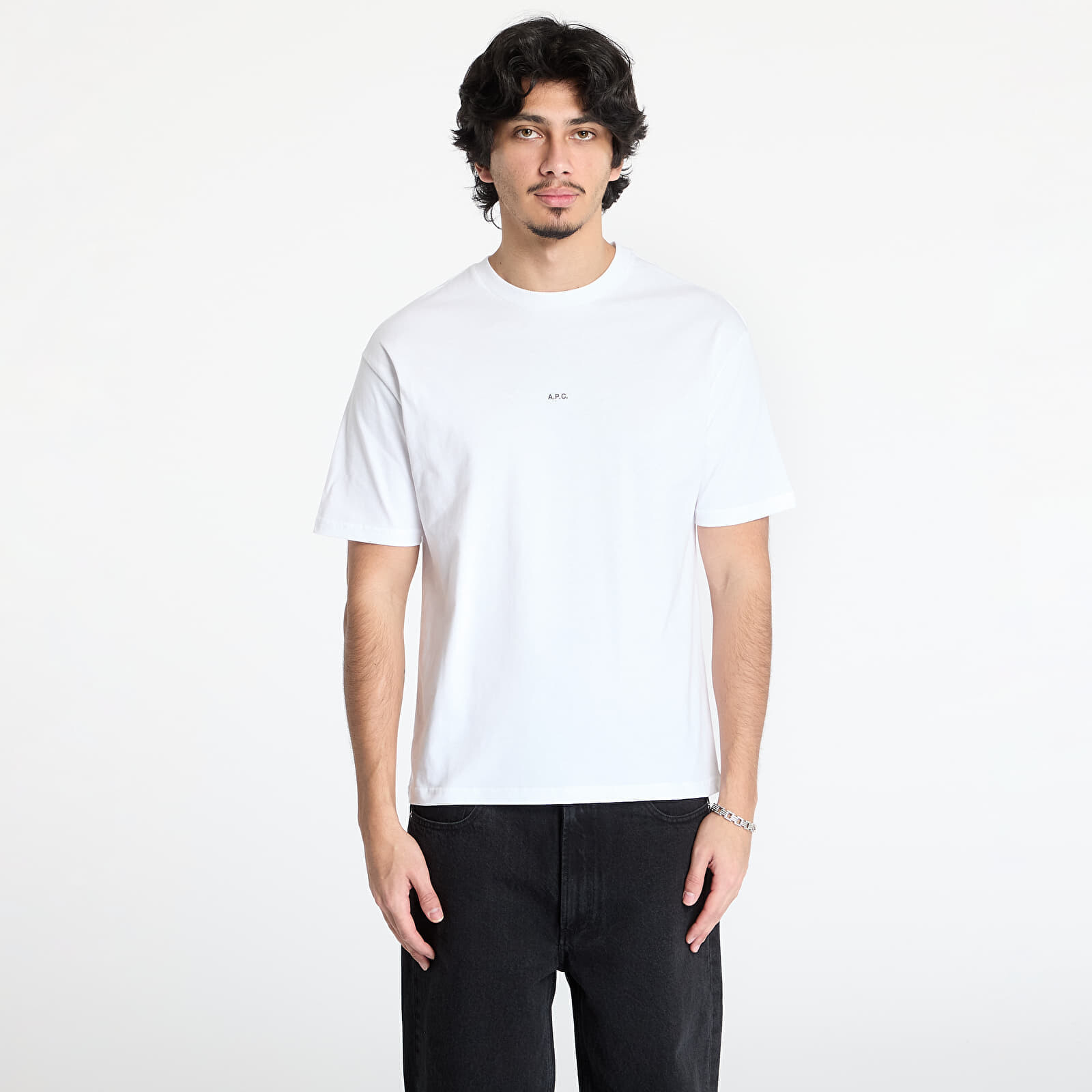 Tričko A.P.C. Boxy Micro Logo T-Shirt White/ Black XL