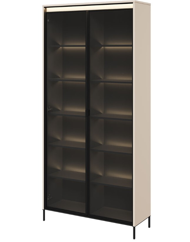 Dig-net nábytok Vitrína SWING TR-07 s LED osvetlením | béžová Variant: s LED osvetlením políc