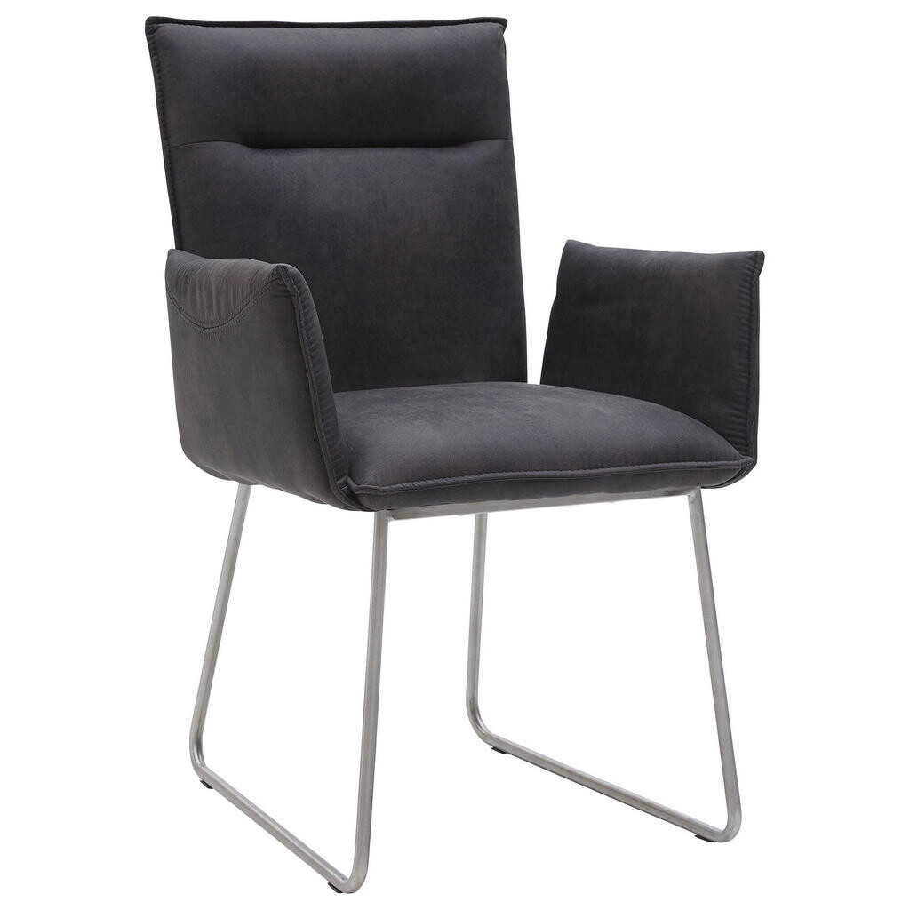 Valnatura STOLIČKA S PODRÚČKAMI, mikrovlákno, antracitová, farba ušľachtilej ocele