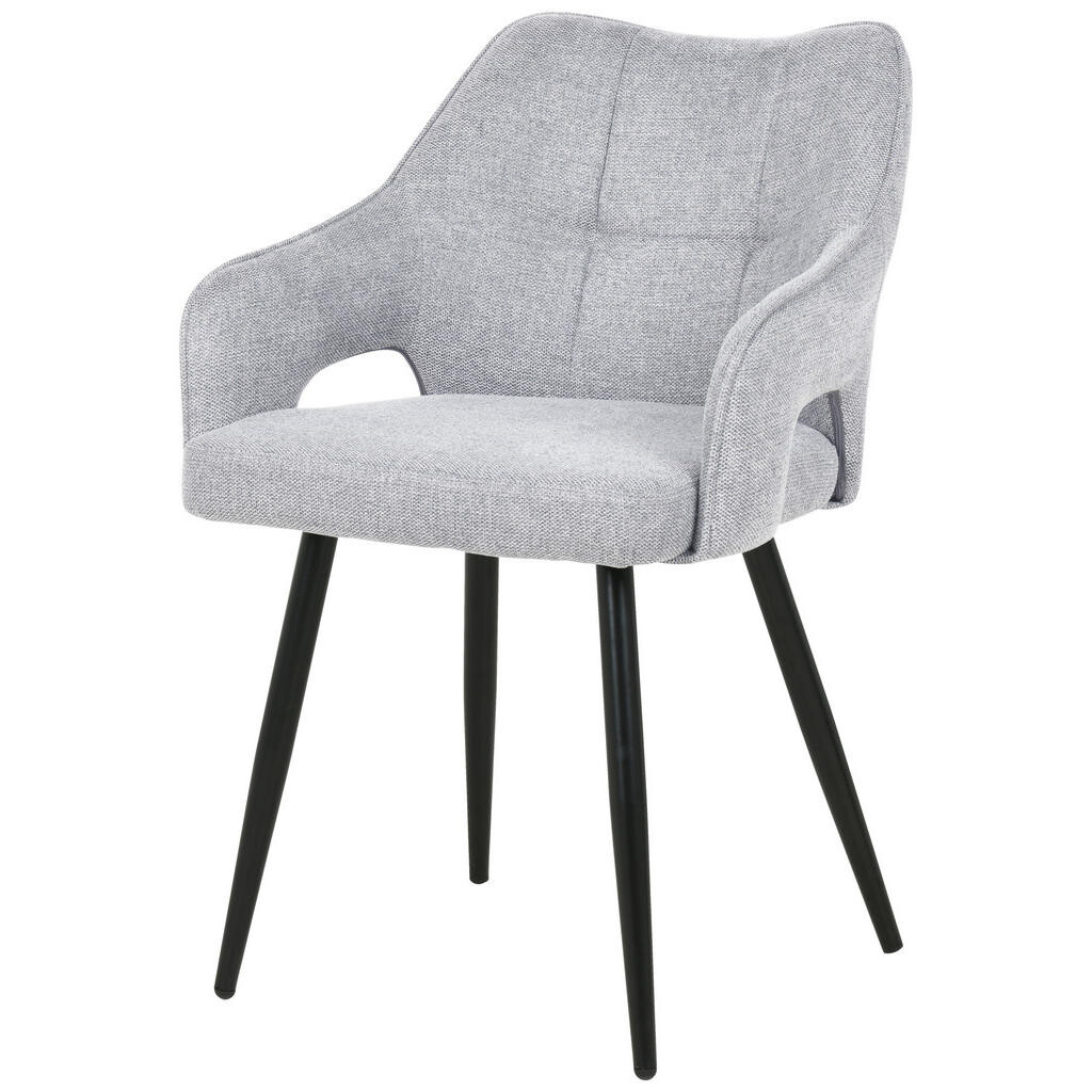 MID.YOU STOLIČKA S PODRÚČKAMI, železo, tkaná textília, svetlosivá