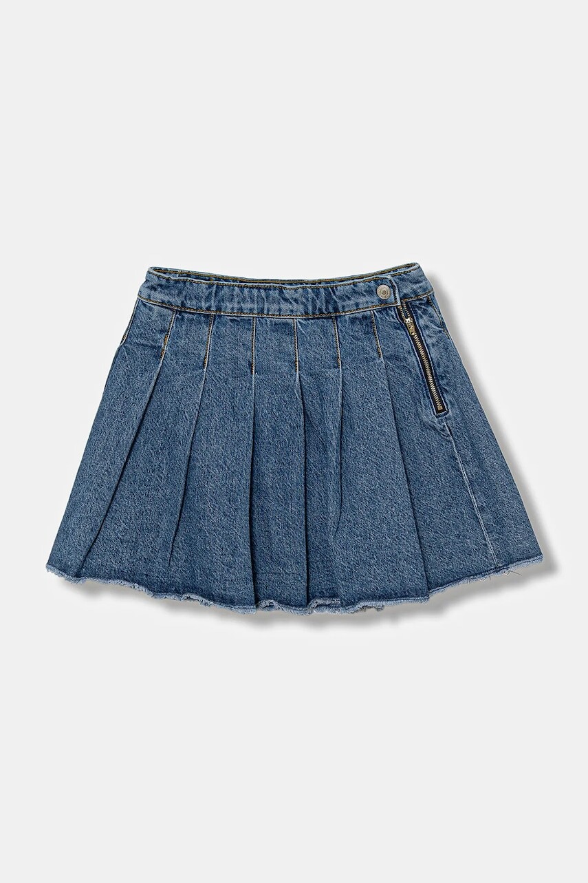 Dievčenská rifľová sukňa United Colors of Benetton modrá farba, mini, áčkový strih, 488PC002H