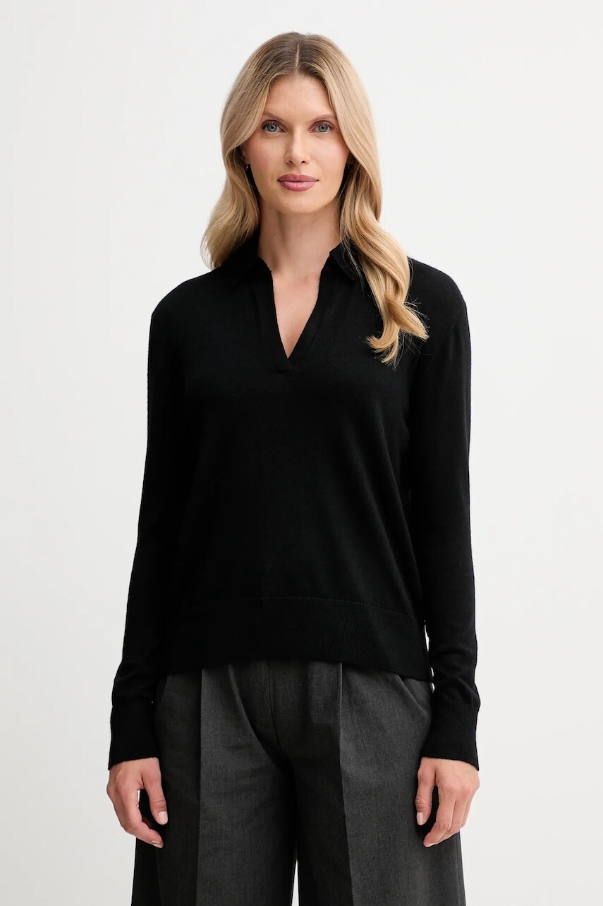 Sveter s prímesou vlny Calvin Klein čierna farba, ľahký, LV044A305G