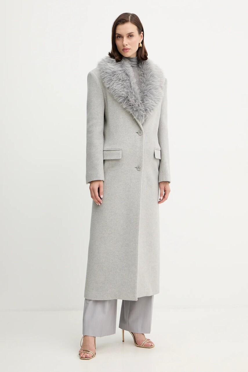 Kabát s prímesou vlny Patrizia Pepe šedá farba, 2O0212 A512