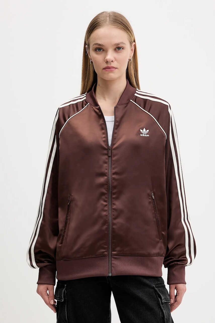 Mikina adidas Originals Sst Satin Tt hnedá farba, s nášivkou, KH1568