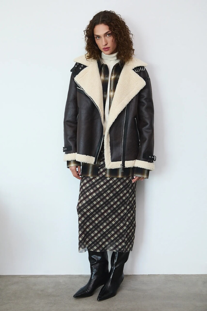 Motorkárska bunda Medicine hnedá farba, prechodná, oversize