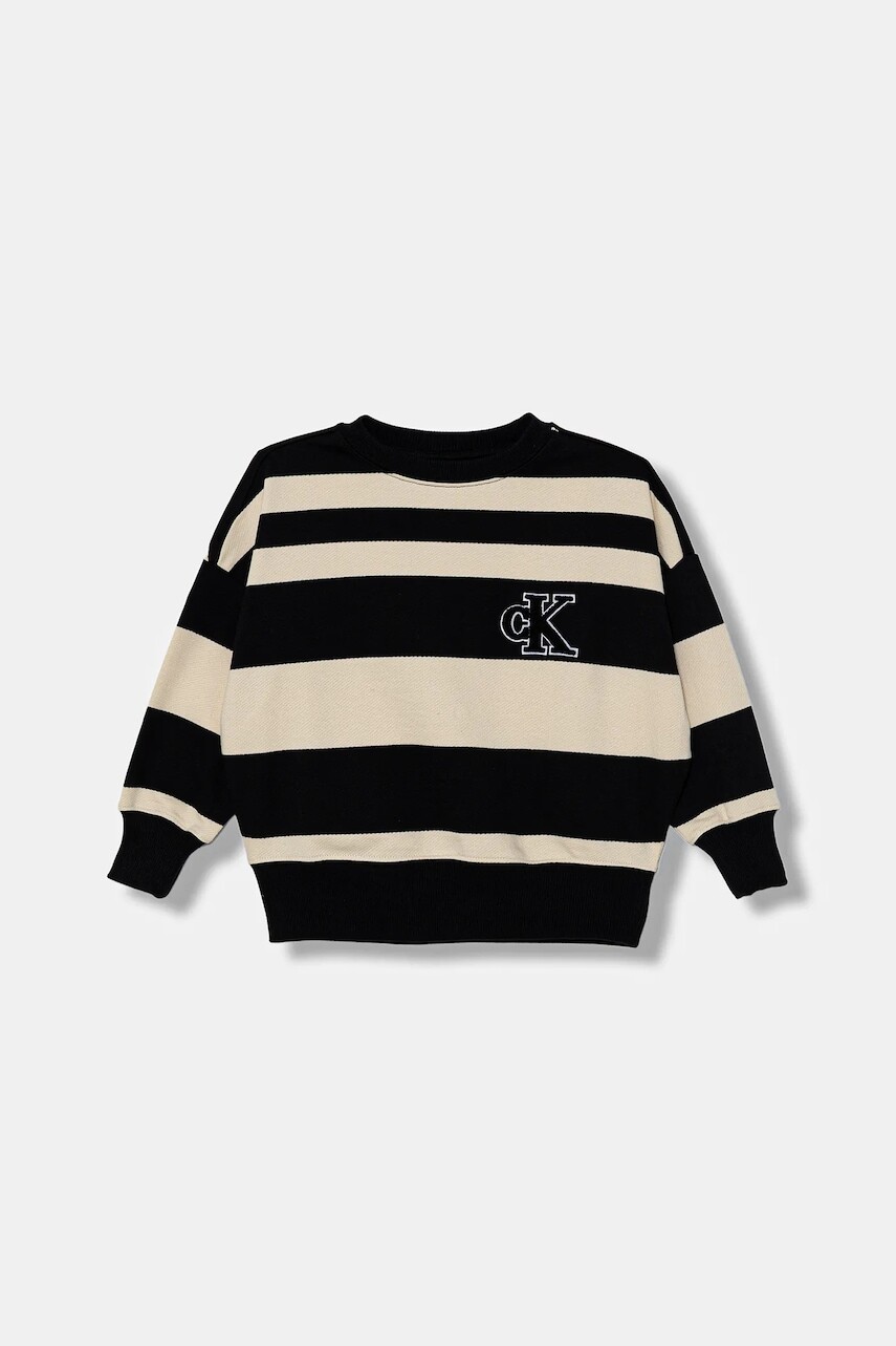 Detská bavlnená mikina Calvin Klein Jeans čierna farba, IB0IB02558