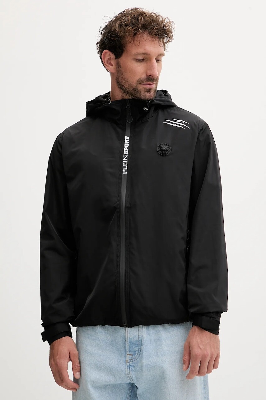 Bunda PLEIN SPORT čierna farba, prechodná, FAEC MRB2865 SXV005N