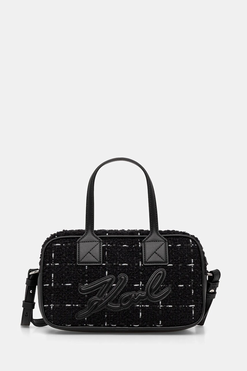 Kabelka s prímesou vlny Karl Lagerfeld K/SKUARE čierna farba, A4W30259