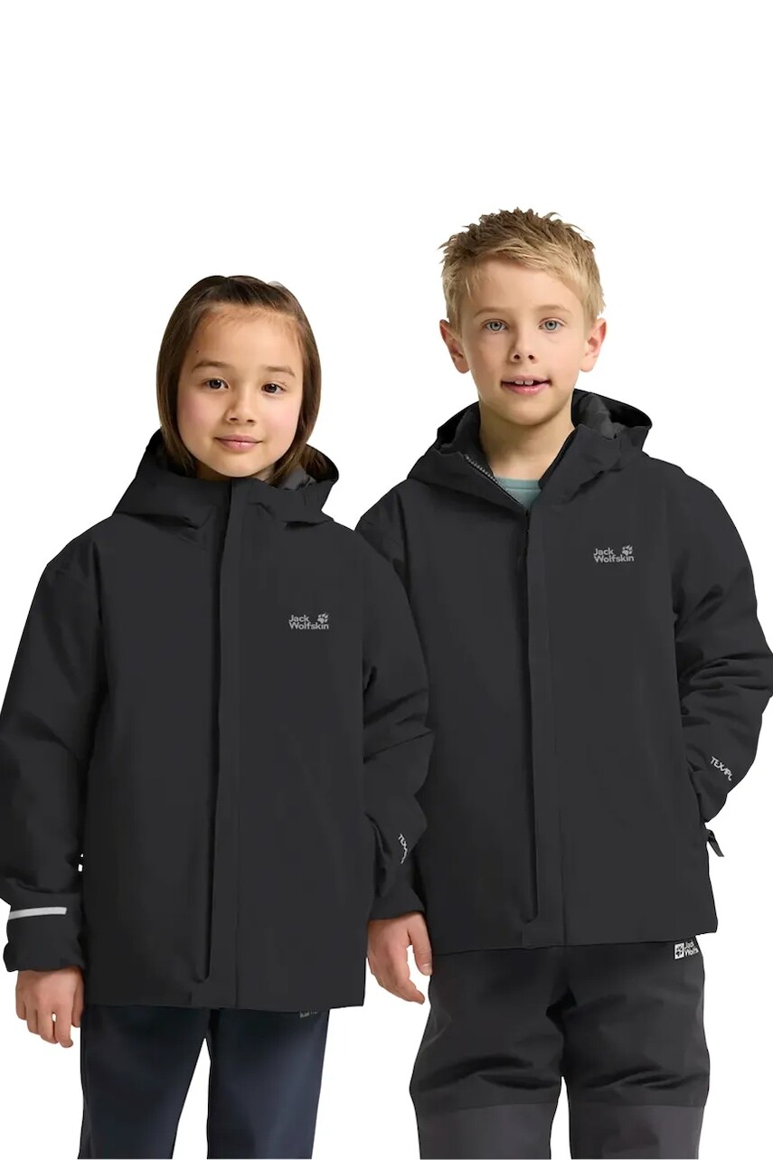 Bunda Jack Wolfskin FLOWLINE SKI JKT KIDS čierna farba, A65317