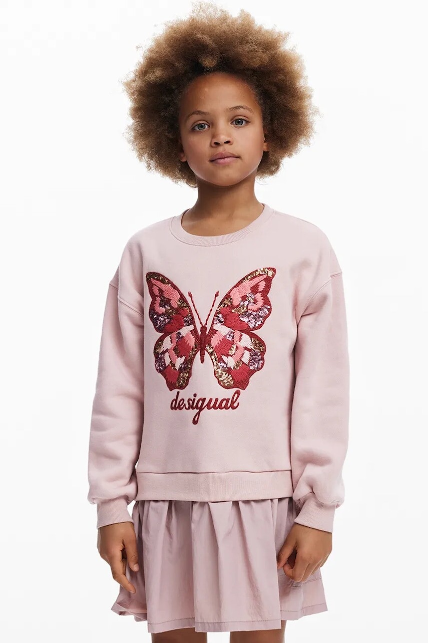 Dievčenské šaty Desigual ružová farba, mini, áčkový strih, 25WGVK01