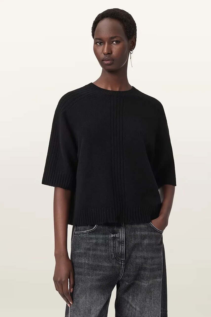 Sveter AllSaints NIX čierna farba, W030KD