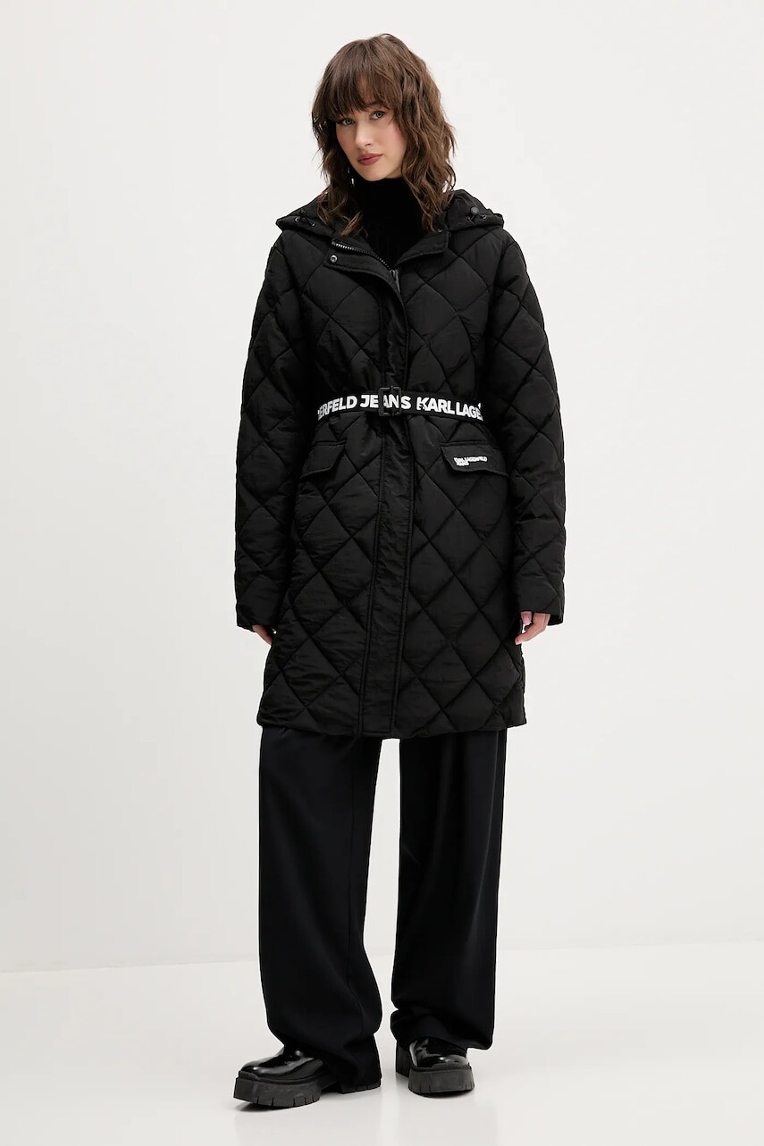 Bunda Karl Lagerfeld Jeans čierna farba, prechodná, A4W15054