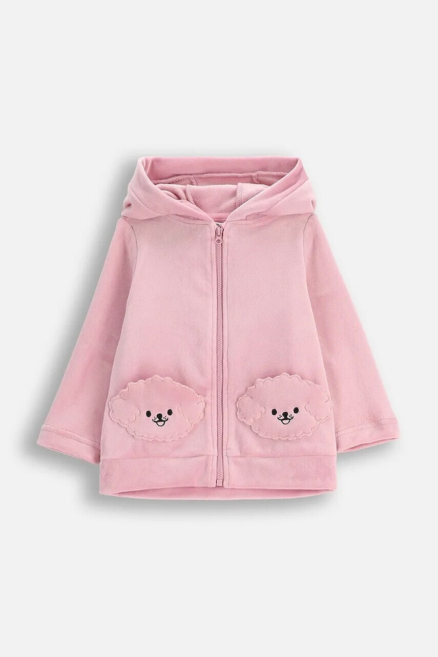 Mikina Coccodrillo ružová farba, s kapucňou, jednofarebná, HAPPY PUPPY GIRL NEWBORN