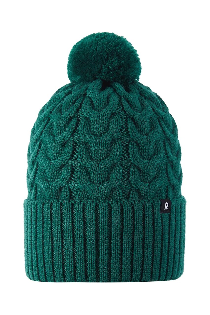 Detská čiapka s prímesou vlny Reima Routii zelená farba, 5300088C