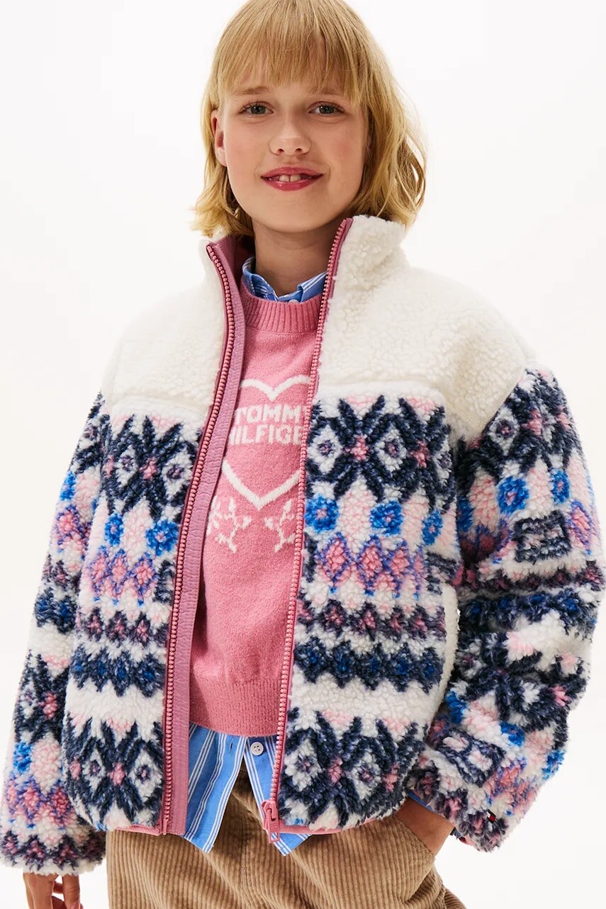 Detská bunda Tommy Hilfiger béžová farba, KG0KG09037