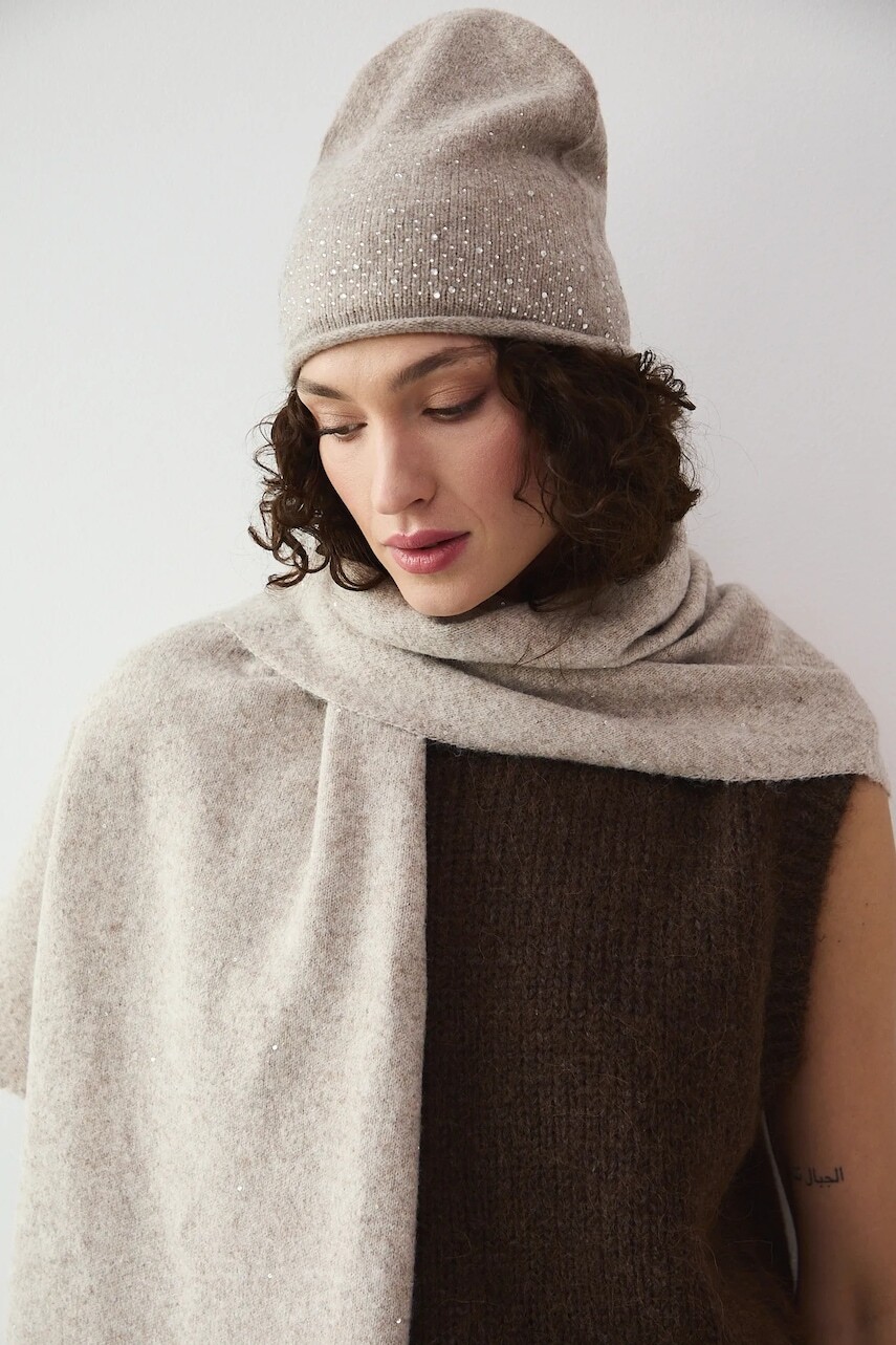 Čiapka Medicine béžová farba, z tenkej pleteniny