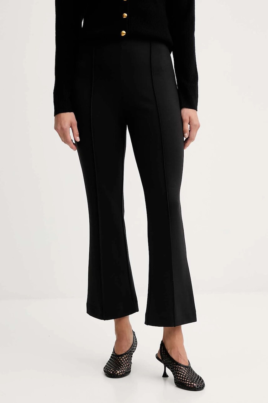 Nohavice Calvin Klein čierna farba, zvony, vysoký pás, LV044D660G