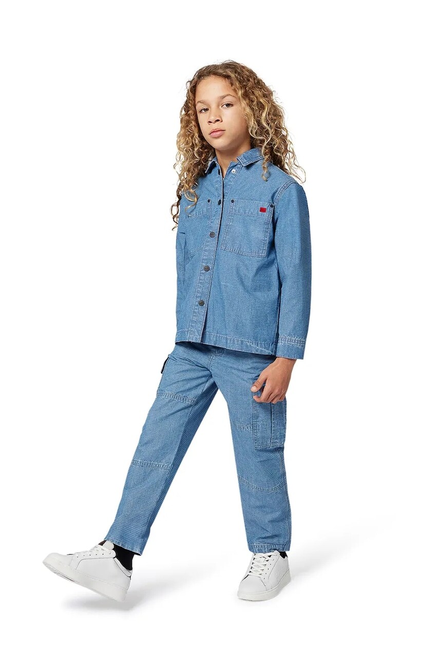 Detská riflová košeľa HUGO modrá farba, G00528