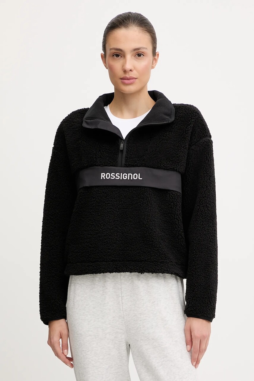 Fleecová mikina Rossignol ALLTRACK čierna farba, jednofarebná, RLOWL03