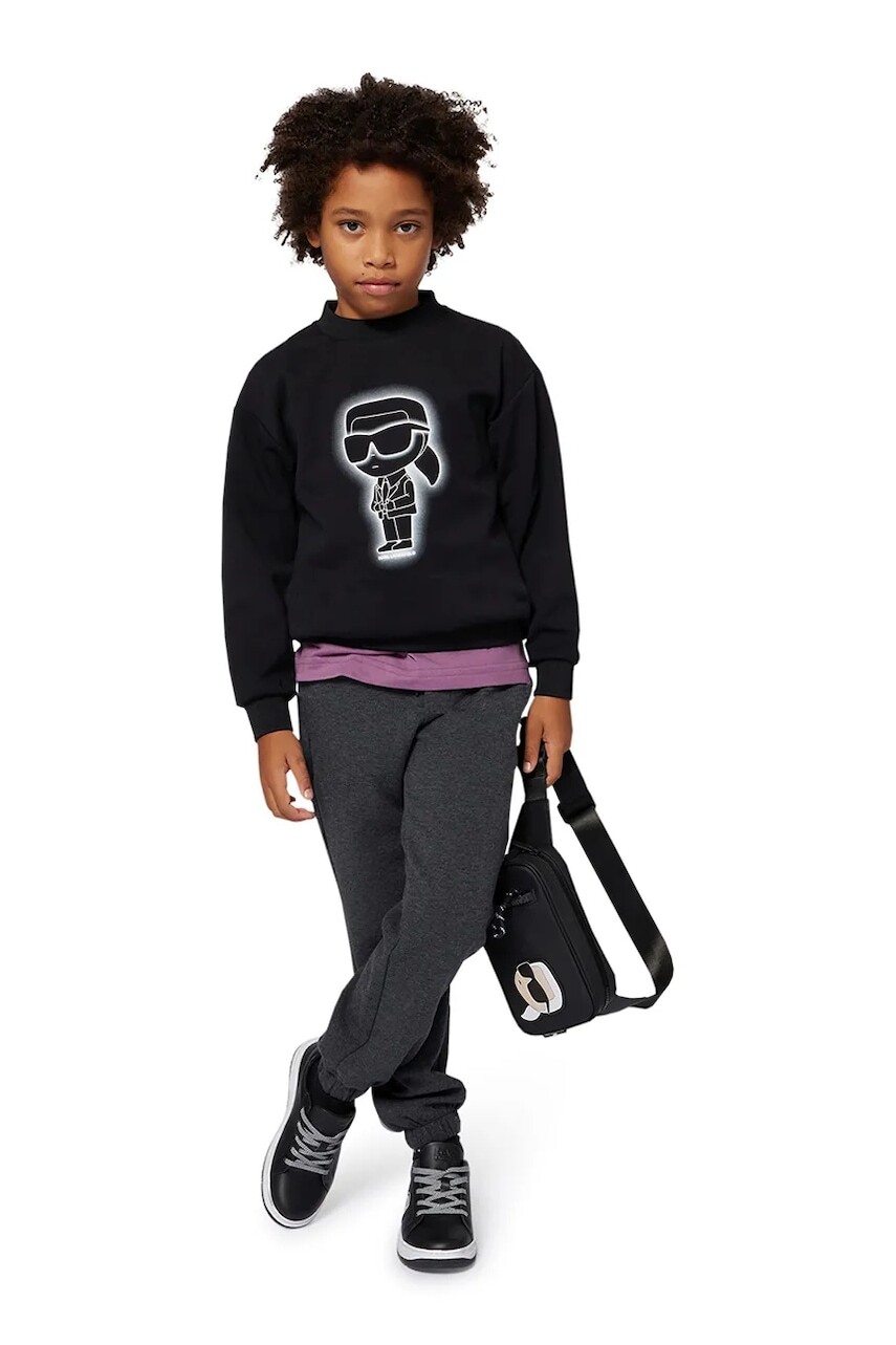 Detské tepláky Karl Lagerfeld šedá farba, melanžové, Z30630