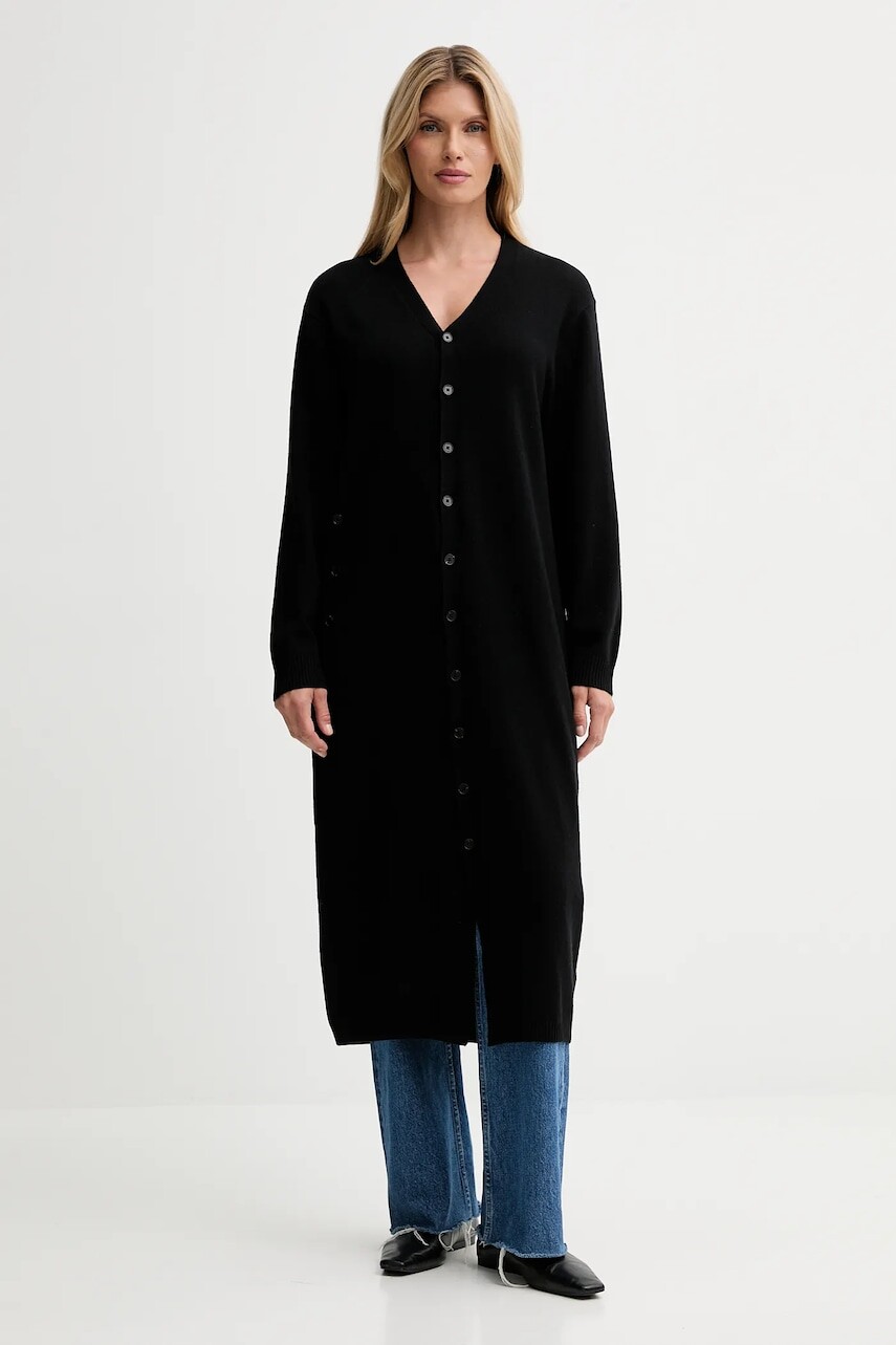 Kardigan s prímesou vlny ISABELLE BLANCHE čierna farba, ľahký, IS25FW-M184-F008