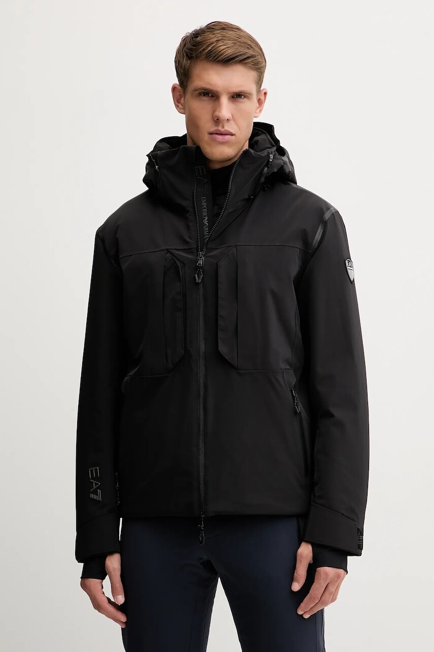 Lyžiarska bunda EA7 Emporio Armani čierna farba, AF13887.7M000450