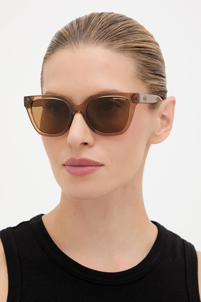 Slnečné okuliare Armani Exchange hnedá farba, 0AX4164SU