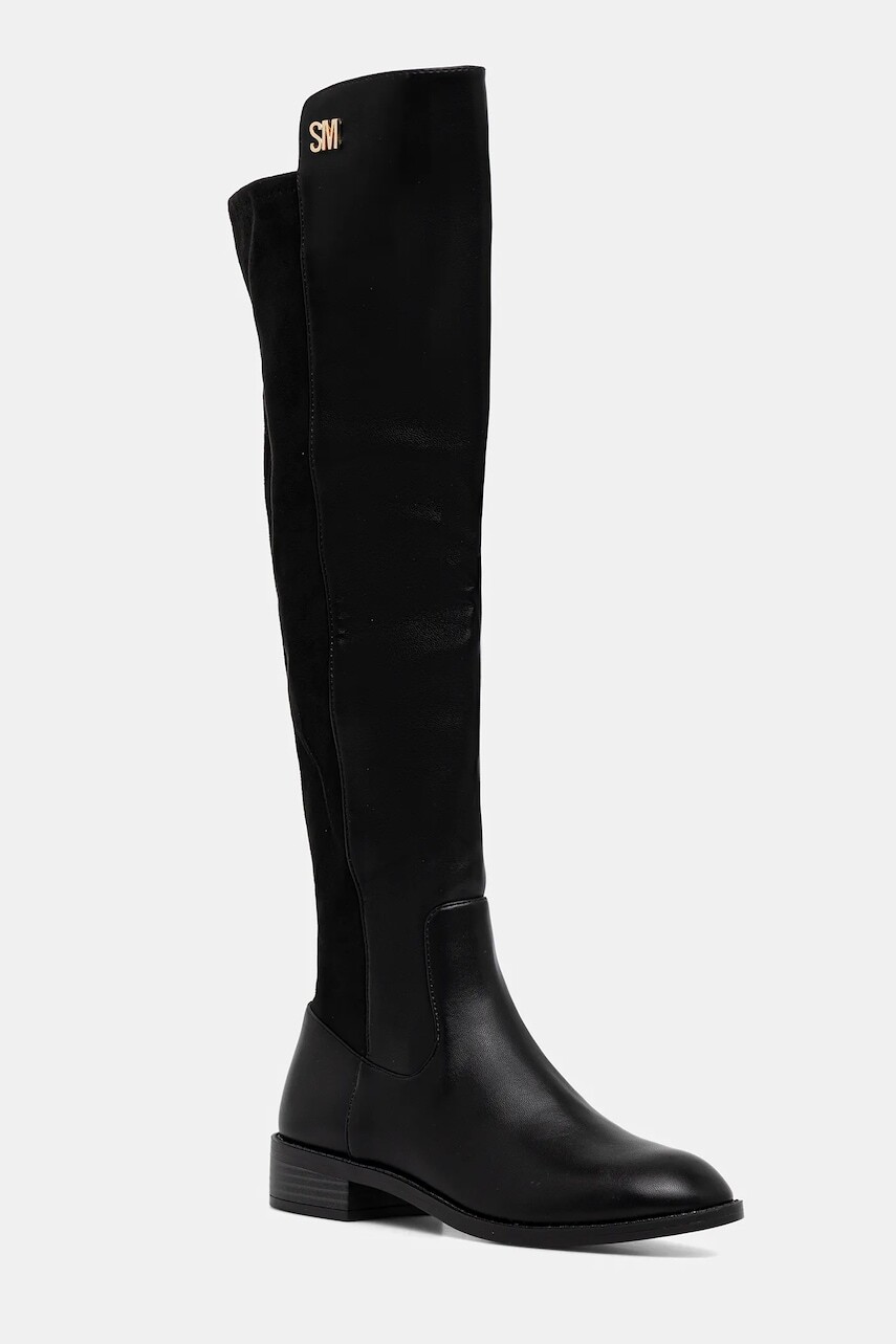 Vysoké čižmy Steve Madden Xcursion čierna farba, na plochom podpätku, 11005010