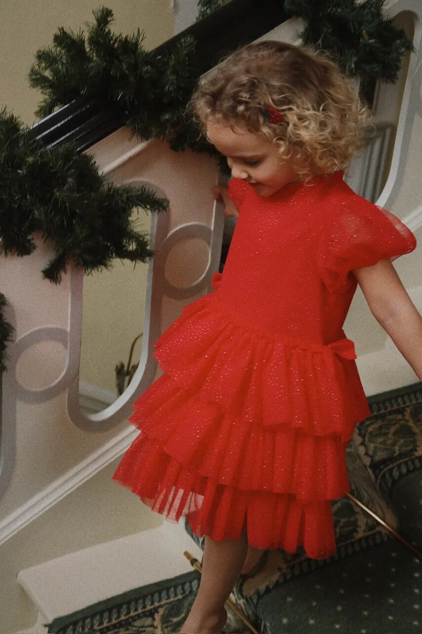 Dievčenské šaty Konges Sløjd FAY DRESS GRS červená farba, mini, áčkový strih, KS104296