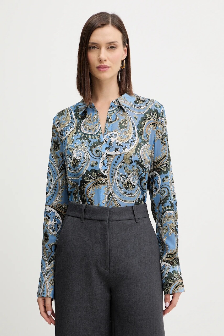 Košeľa Guess CLARISSE modrá farba, regular, s klasickým golierom, W5BH78 W2770