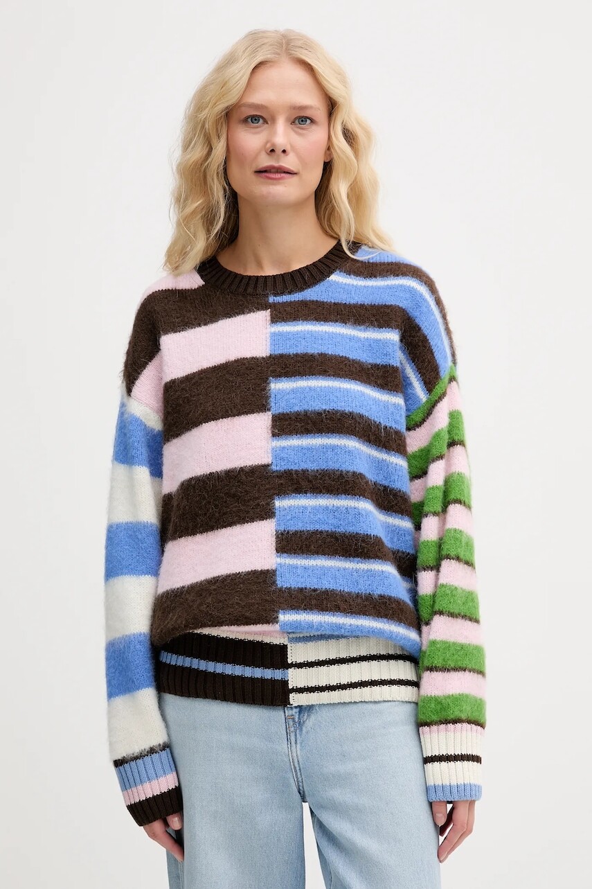 Sveter s prímesou vlny Stine Goya hnedá farba, SG-AW25-K021-2328