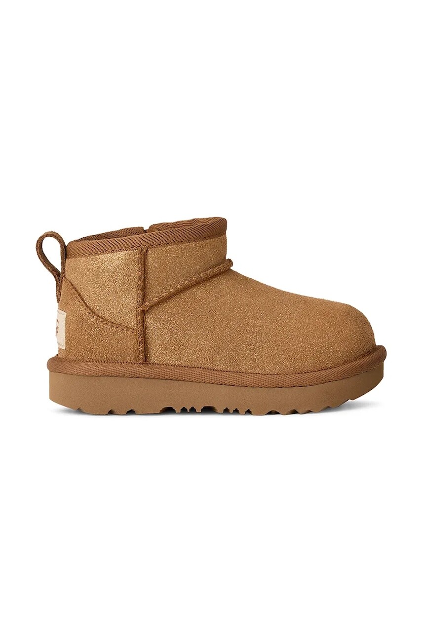 Detské zimné semišové topánky UGG CLASSIC ULTRA MINI DAZZLE hnedá farba, 1171291T