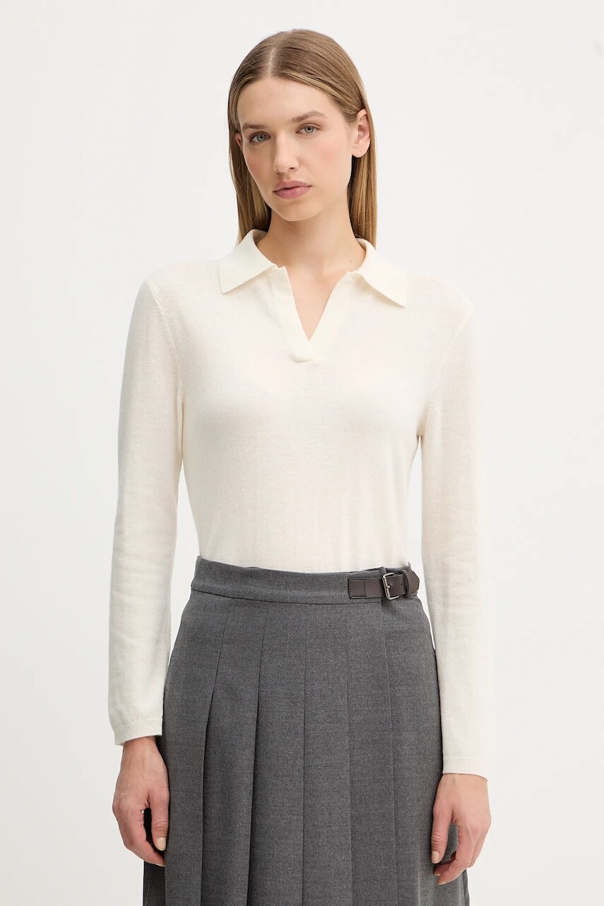 Vlnený sveter MM MOXA béžová farba, ľahký, 2526366058600