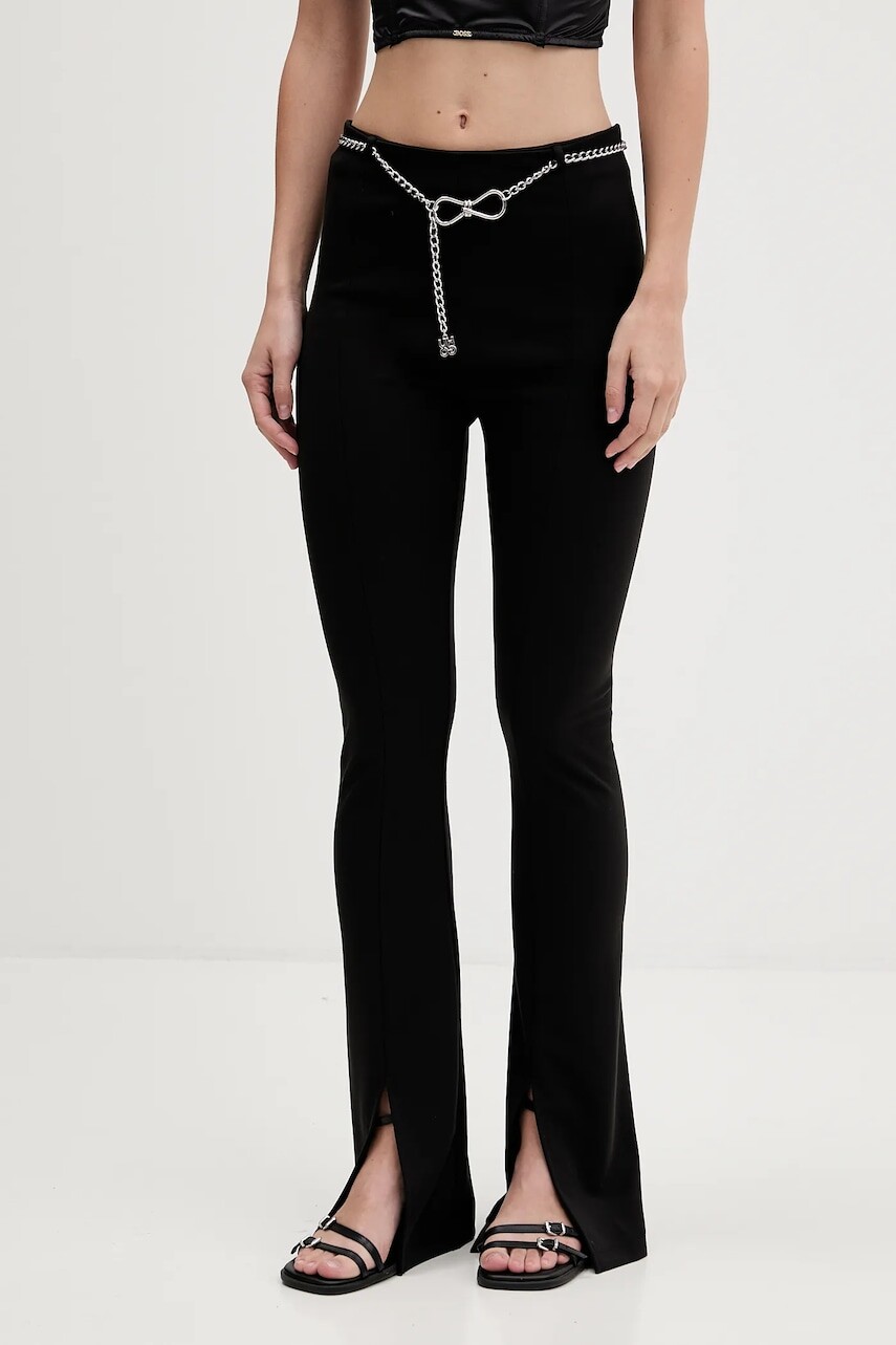 Nohavice HUGO čierna farba, zvony, vysoký pás, 50546250